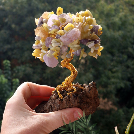 Дървото на Живота от естествени камъни, дръвче с камъни, дръвчета с камъни Аметист, дърво на щастието, дървото на дома, дървото на живота