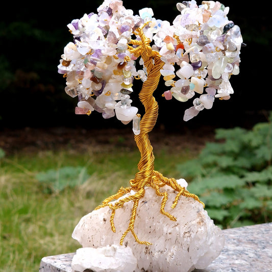 Дървото на Живота от естествени камъни, дръвче с камъни, дръвчета с камъни Аметист, дърво на щастието, дървото на дома, дървото на живота