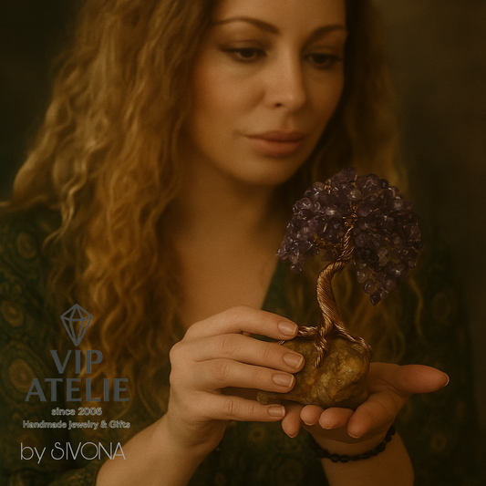 Дръвче с аметист, дървото на дома и късмета, дървото на живота от естествени полускъпоценни камъни аметист, големи дръвчета с камъни, уникални подаръци