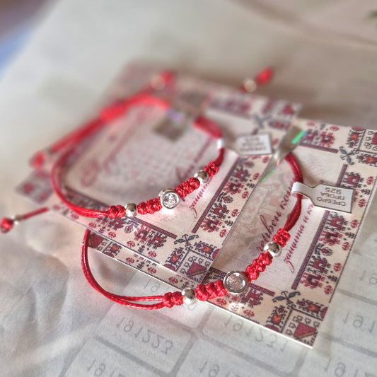 Подаръци за мама и бебе две гривни сребърни с циркон, луксозен подарък за бебе и майка, комплект подарък за новородено бебе, червен конец за майка и бебе