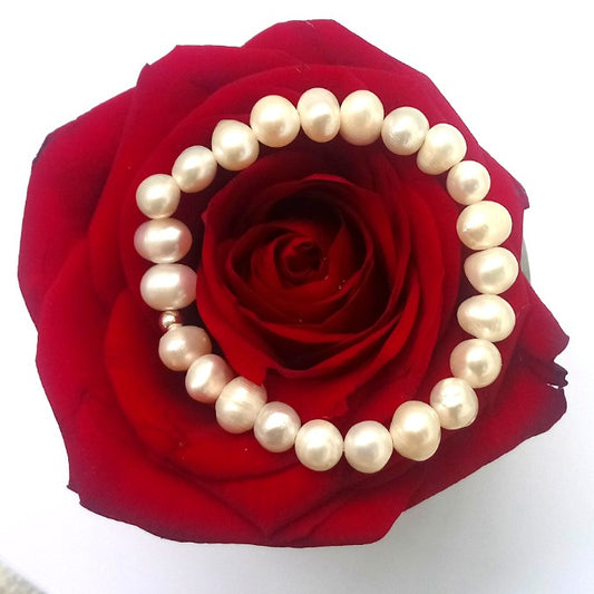 гривна от перли и сребро за бебе, гривна за новородено, гривна за кръщене, подарък за погача, подарък за бебе на 40 дни, луксозни подаръци за бебе, перли за бебе, подарък за момиче, подарък за първи рожден ден