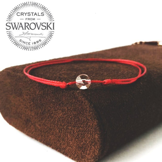 гривна червен конец с диамант Сваровски, гривна червен конец със злато и диаманти, Swarovski гривна