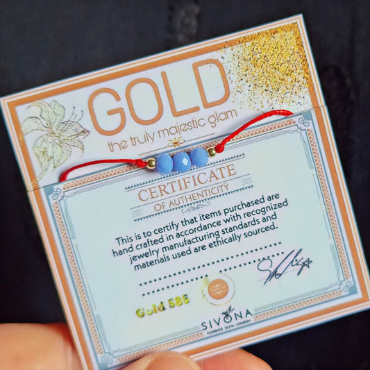 Червен конец злато синьо око, подарък за бебе, подарък за дете, подаръци за новородено бебе злато