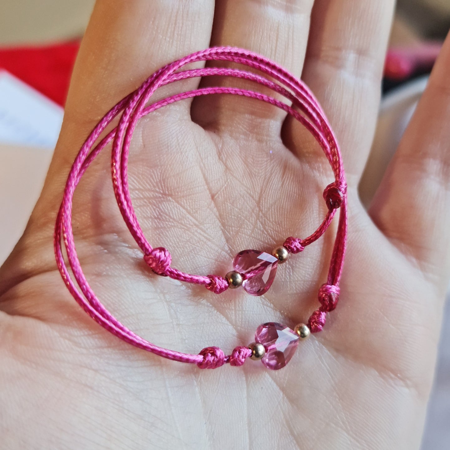 Подарък за Мама и Бебе или Дете Комплект Две Сребърни Гривни Swarovski Сърца