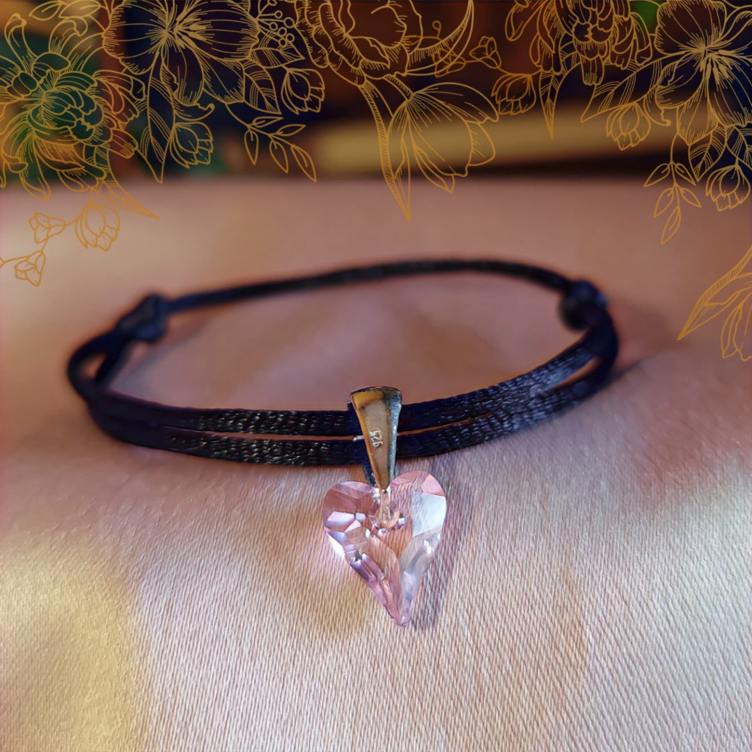Колие сърце Сваровски, Сребърно колие сърце Сваровски, Swarovski розово сърце, сребърни бижута Сваровски, Луксозни подаръци за жени Swarovski, Сваровски подарък гривна сърце