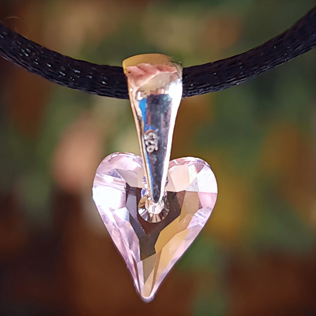 Колие сърце Сваровски, Сребърно колие сърце Сваровски, Swarovski розово сърце, сребърни бижута Сваровски, Луксозни подаръци за жени Swarovski, Сваровски подарък гривна сърце