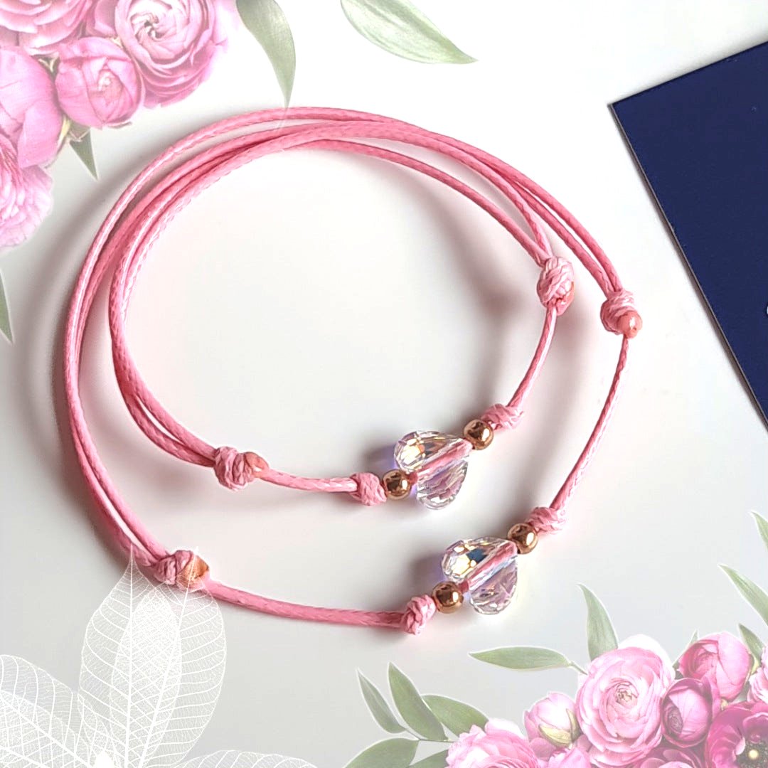 Подаръци за Мама и Бебе или Дете Комплект Две Сребърни Гривни Swarovski Сърца "Amena Ava"