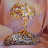 Дръвче с Камъни Розов Кварц и Цитрин Дървото на Живота от Естествени Камъни Уникален Подарък