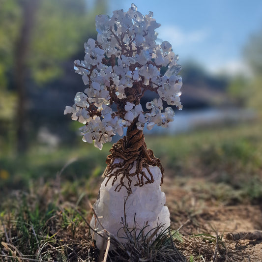 Луксозни подаръци за рожден ден юбилей мъже и жени, скулптура с камъни, дървото на дома, дървото на живота от естествени полускъпоценни камъни 