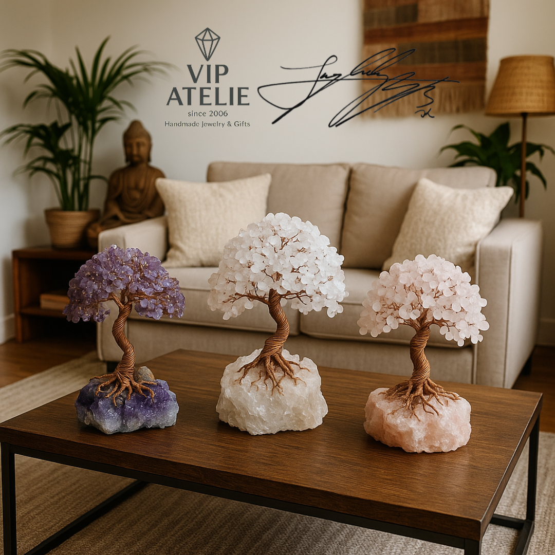 Дръвче с аметист, дървото на дома и късмета, дървото на живота от естествени полускъпоценни камъни аметист, големи дръвчета с камъни, уникални подаръци 