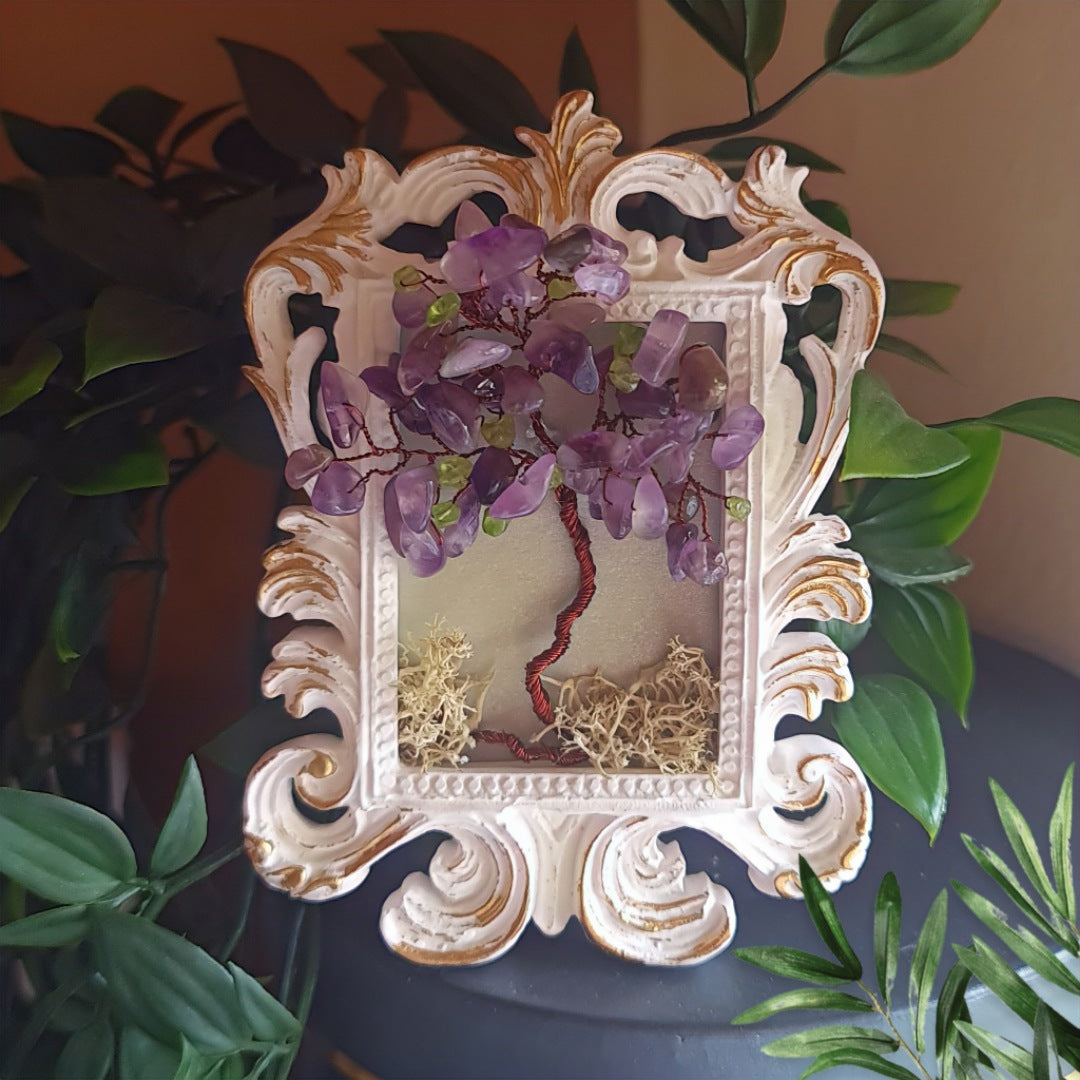 Дръвчета с камъни, дръвче с аметист, аметист символика значение, дървото на живота с аметист, дървото на дома, дървото на щастието, дървото на парите