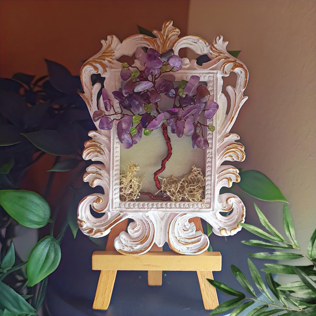 Дръвчета с камъни, дръвче с аметист, аметист символика значение, дървото на живота с аметист, дървото на дома, дървото на щастието, дървото на парите