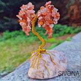 Дръвче с Камъни Карнеол Дървото на Живота от Естествени Камъни Уникален Подарък